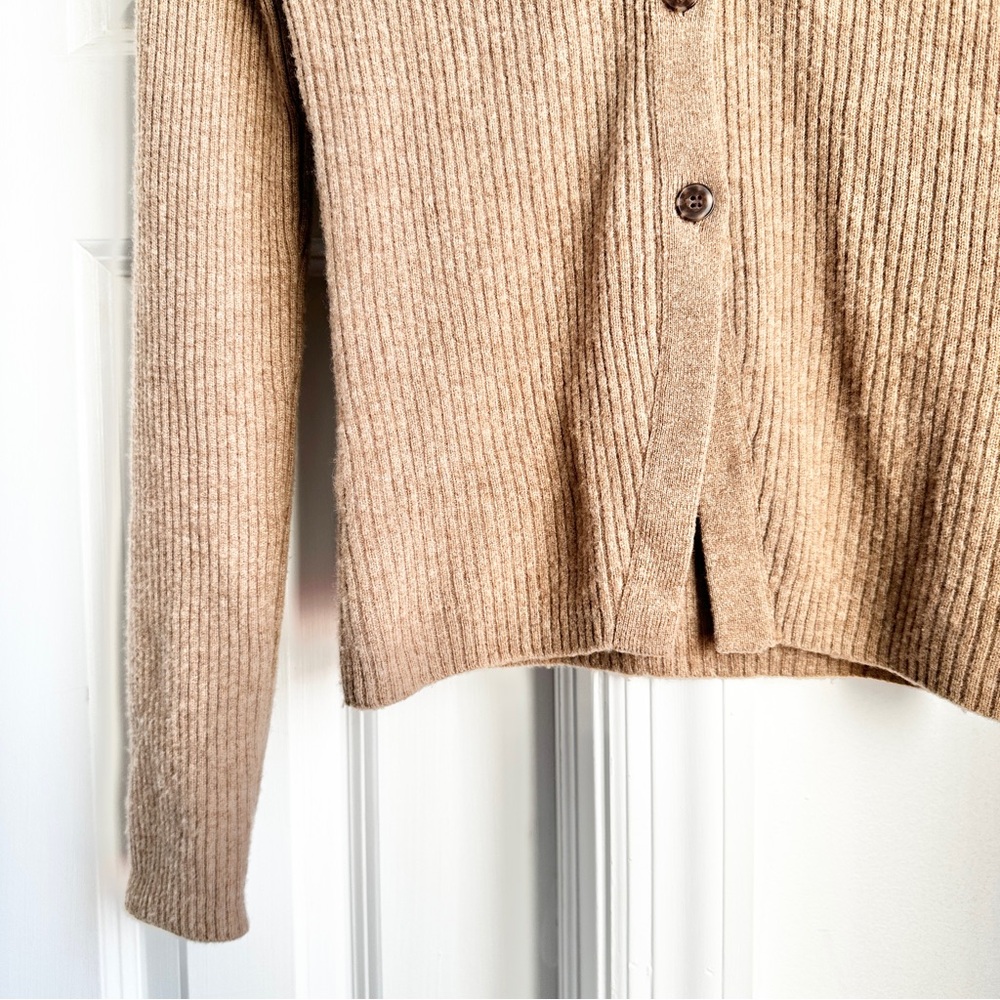 NAADAM Tan Ribbed Button-Up Cardigan - Picture 8 of 9